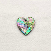 28×30 mm Grey/Black Heart Abalone Shell Shape, One-Hole Sew-On Shell on Acrylic Gem (Sold in Pairs)